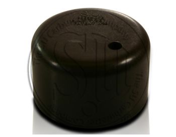 Flat Top Pump Cap. Black with no Air Vent Hole